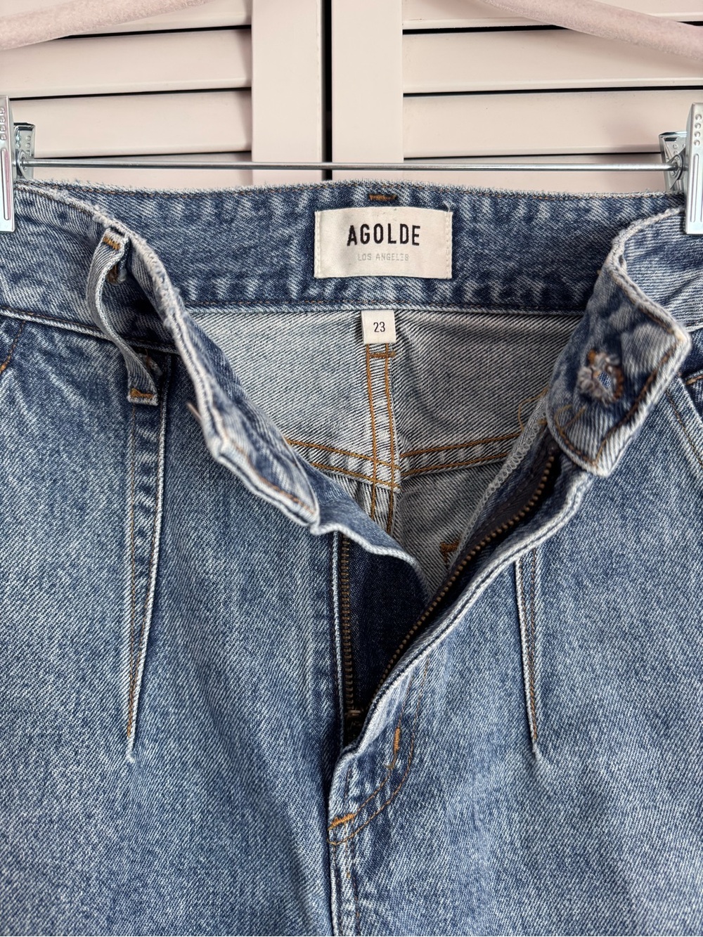 AGOLDE Balloon Baggy Darted Curved Taper Jeans Ankle High Rise Blue Size 23 - Picture 5 of 10